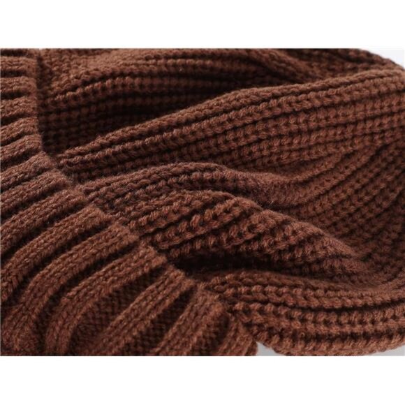 Men's Winter Hat Thick Knit Beanie Cap Coffee - Picture 4 of 6